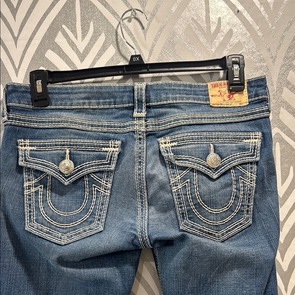 True Religion Blue Billy Big QT Straight Leg Jeans with Distressed Details - Picture 6 of 10